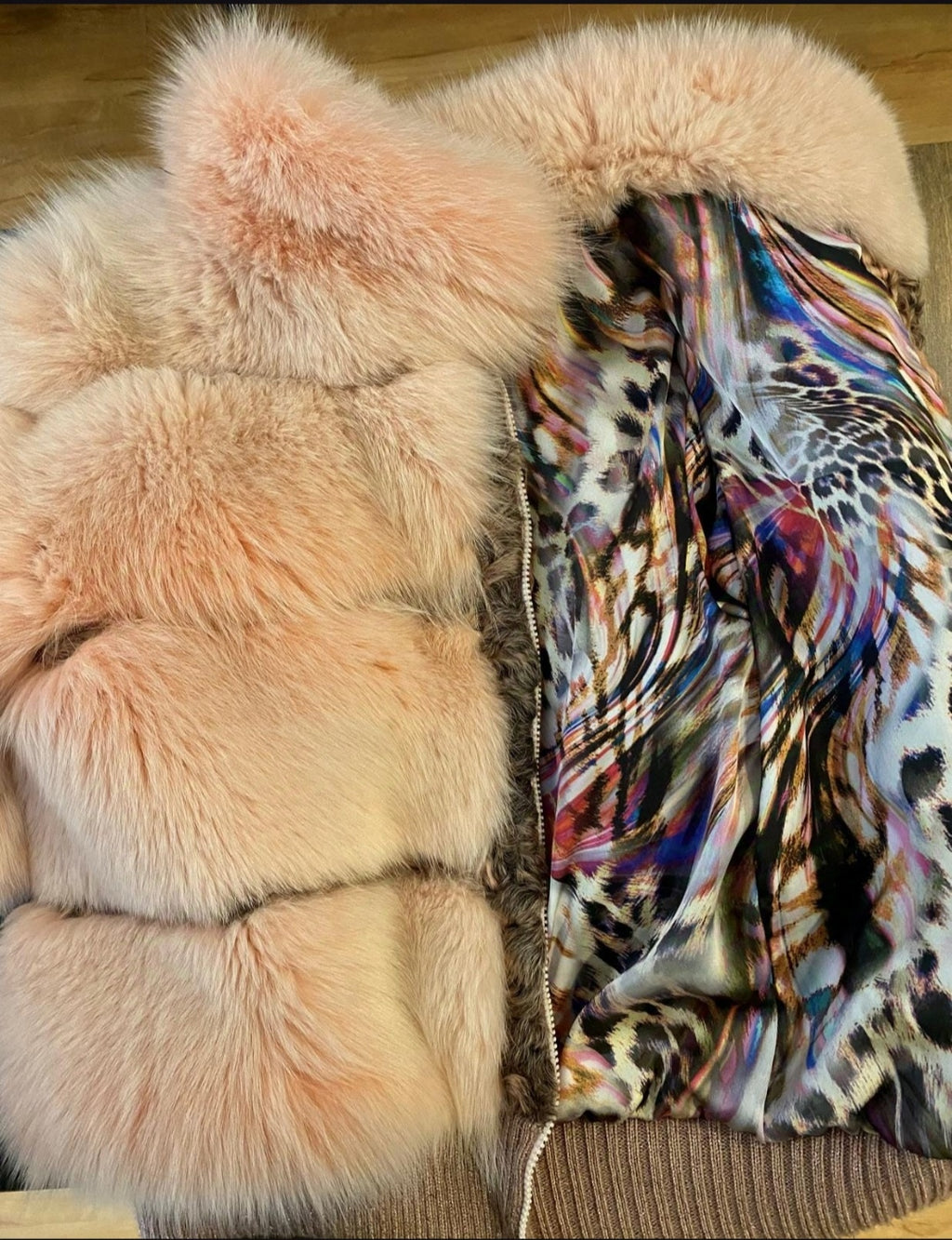 Giacca Volpe Rosa con Maniche Lana Amovibili e Intarsi Persiano € 690