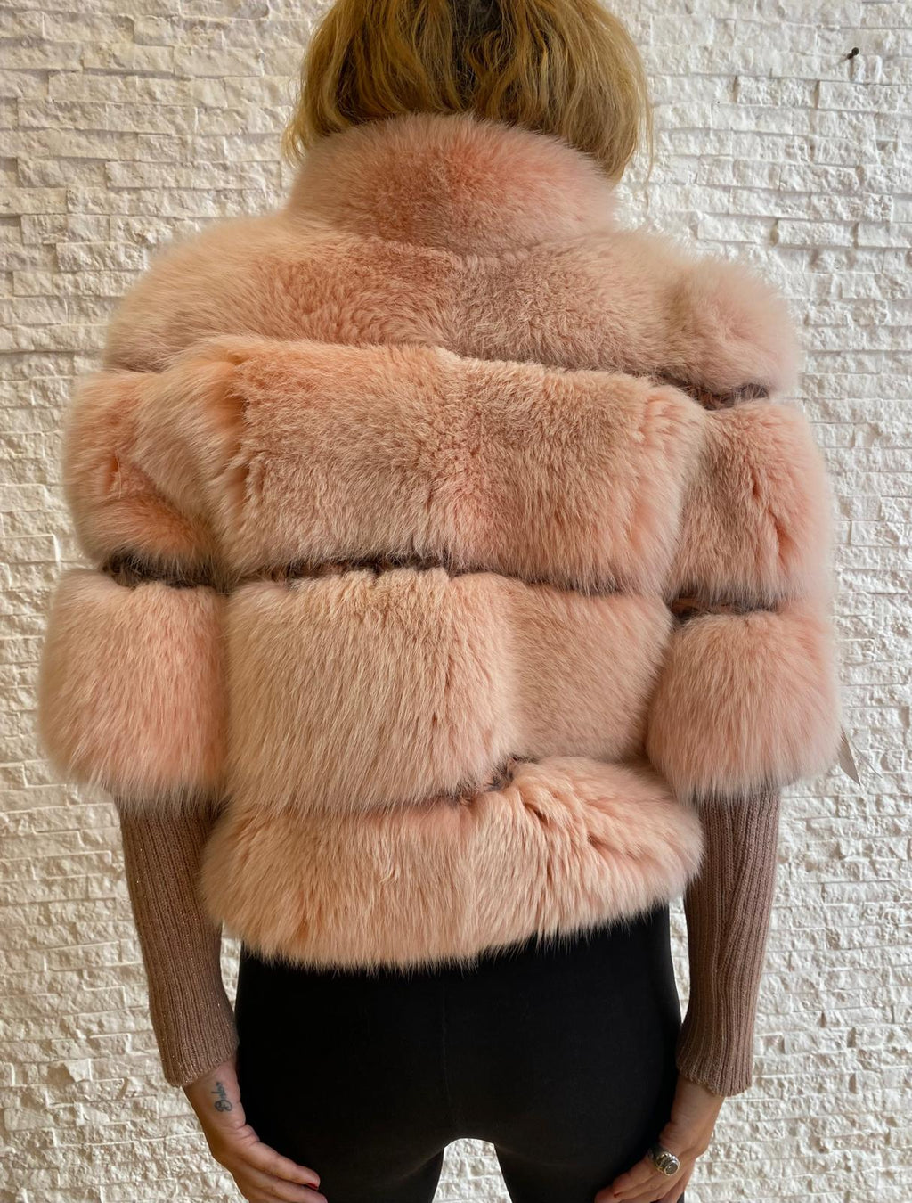 Giacca Volpe Rosa con Maniche Lana Amovibili e Intarsi Persiano € 690